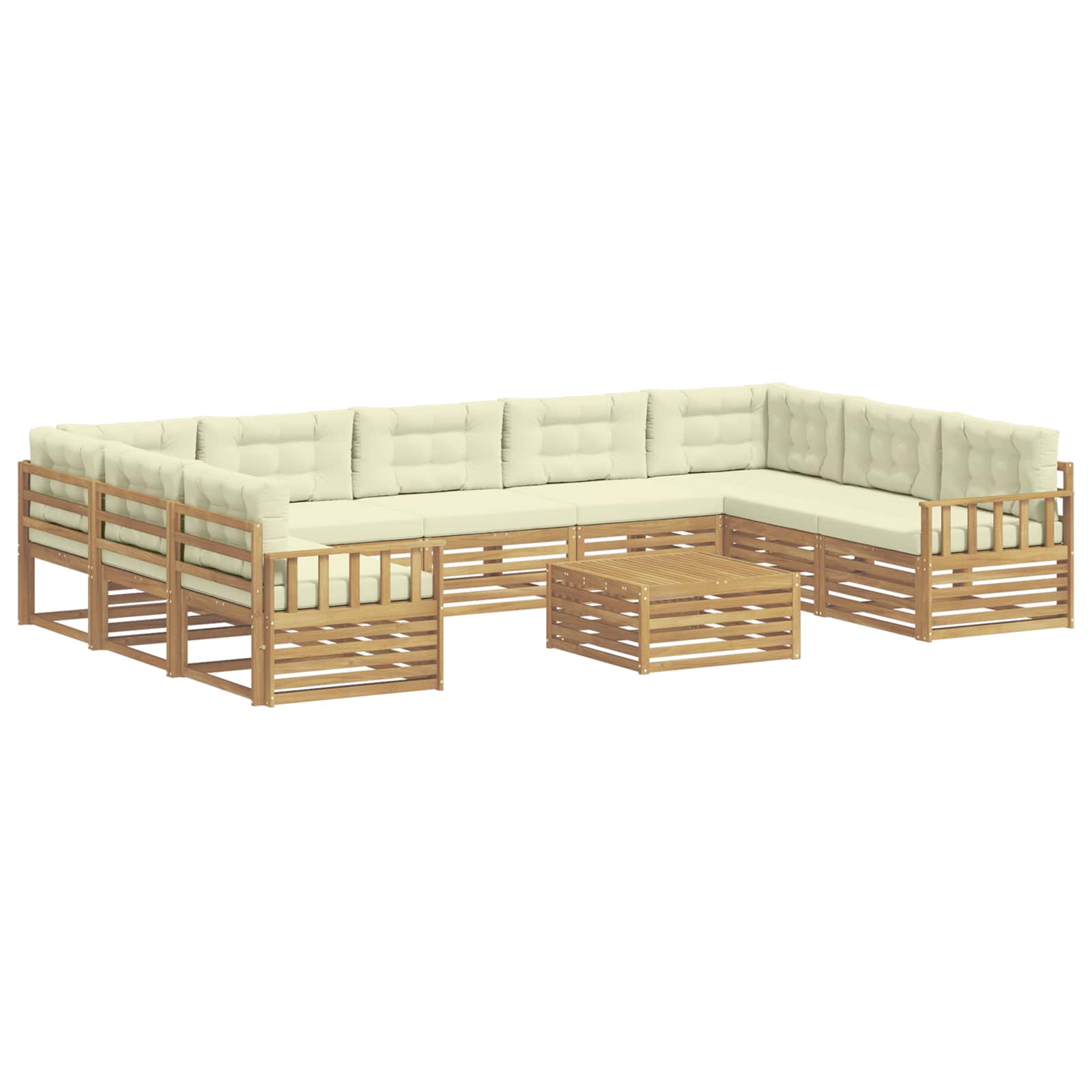 vidaXL Zestaw sof na zewnątrz z poduszką 10 pcs Biały i kremowy