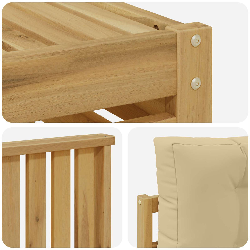 vidaXL Zestaw sof na zewnątrz 10 pcs Biały i Beżowy Lite Drewno Akacji