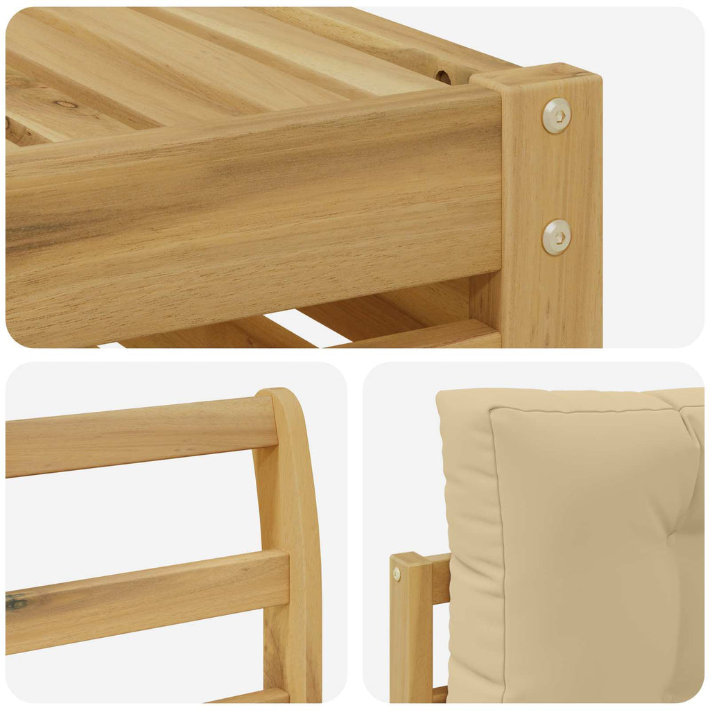 vidaXL Zestaw sof na zewnątrz 10 pcs Biały i Beżowy Lite Drewno Akacji