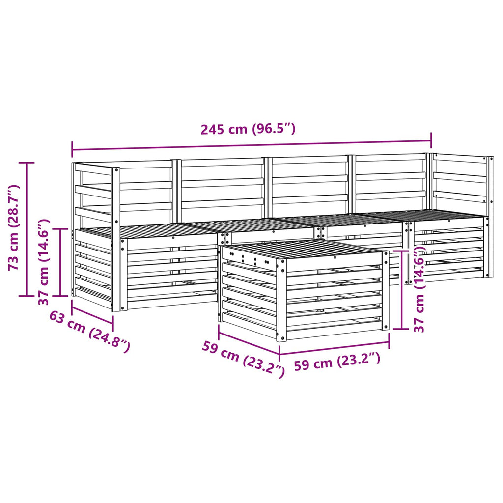 vidaXL Zestaw sof na zewnątrz 5 pcs Biały Lite Drewno Akacji