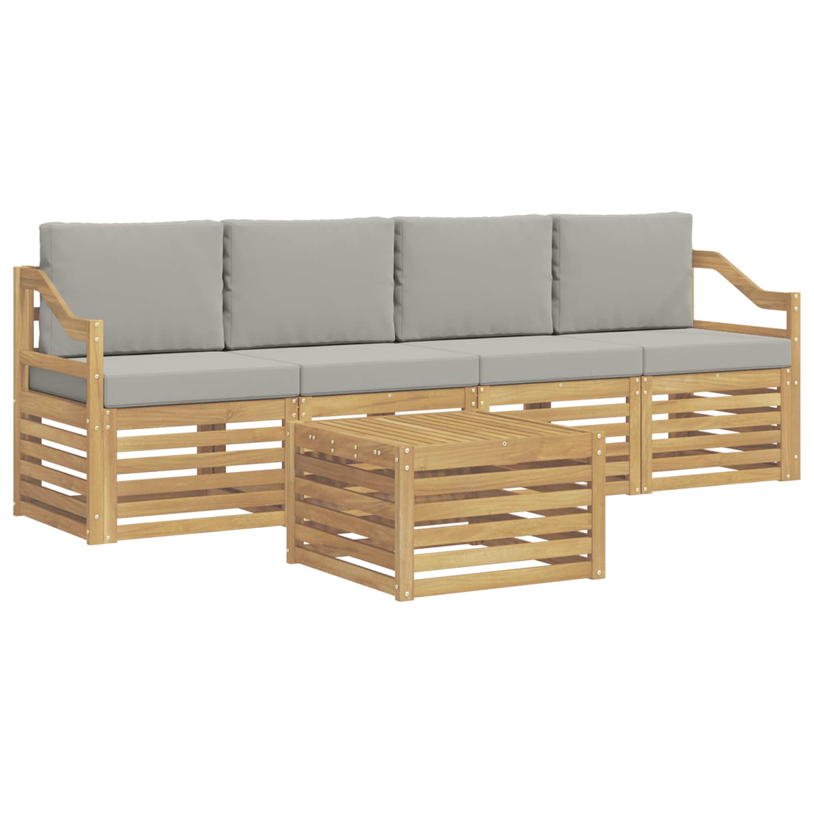 vidaXL Zestaw sof na zewnątrz 5 pcs Biały i jasnoszary Poliester
