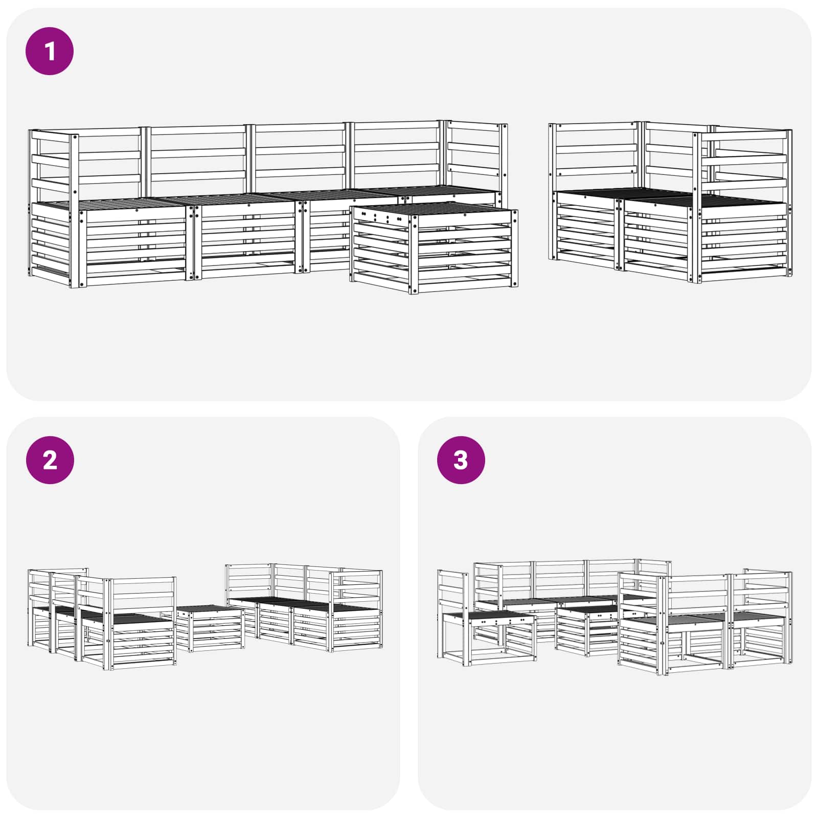 vidaXL Zestaw sof na zewnątrz 7 pcs Biały Lite Drewno Akacji