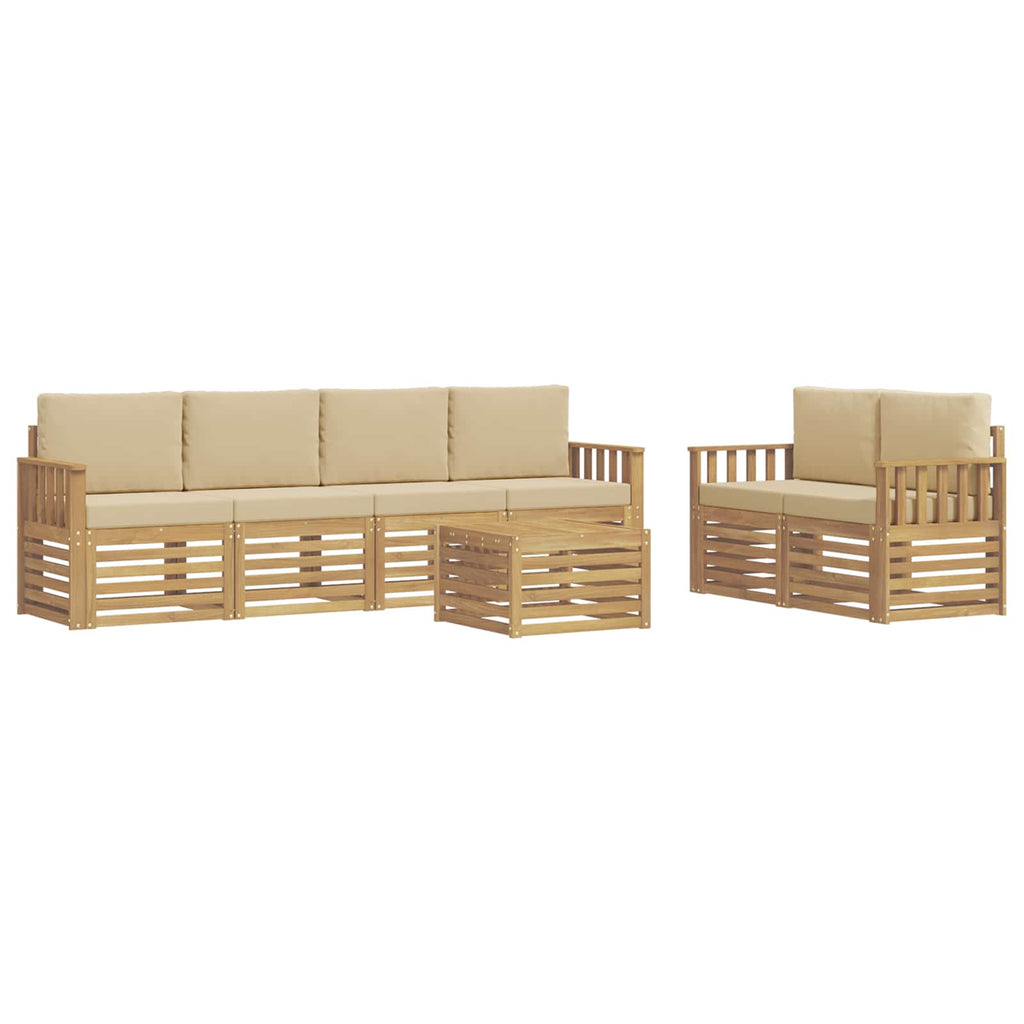 vidaXL Zestaw sof na zewnątrz 7 pcs Biały i Beżowy Poliester