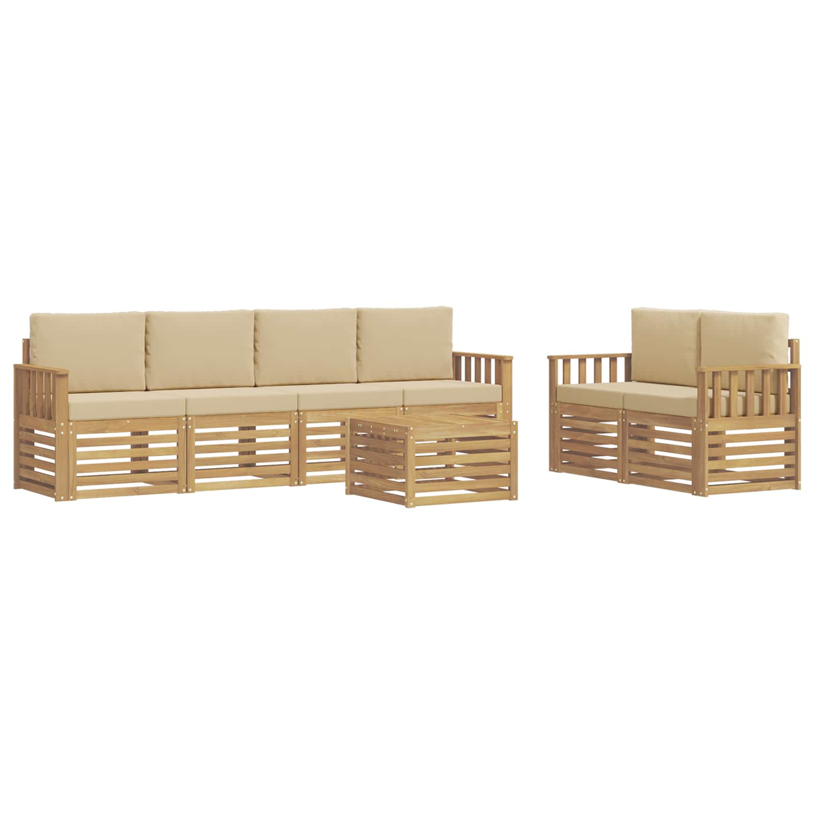 vidaXL Zestaw sof na zewnątrz 7 pcs Biały i Beżowy Poliester