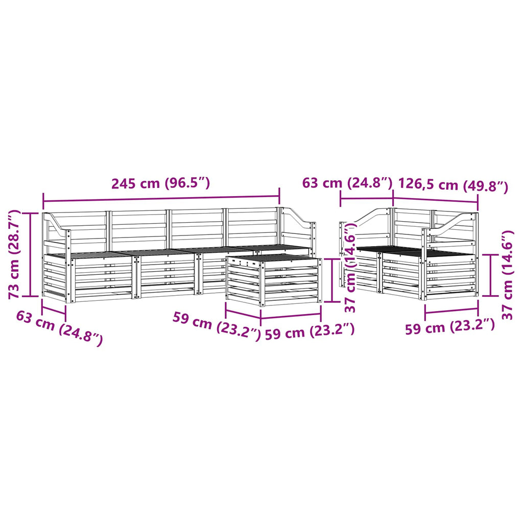 vidaXL Zestaw sof na zewnątrz 7 pcs Biały Lite Drewno Akacji