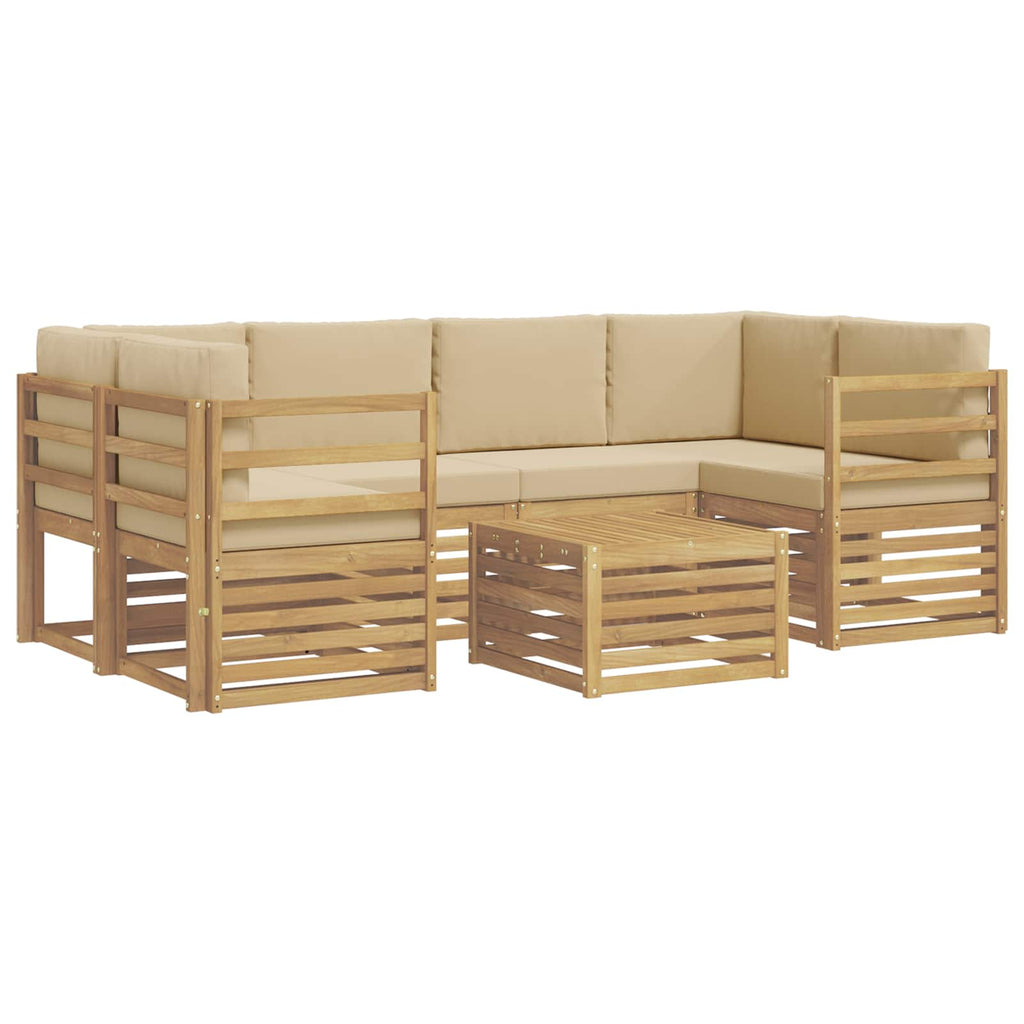 vidaXL Zestaw sof na zewnątrz 7 pcs Biały i Beżowy Poliester