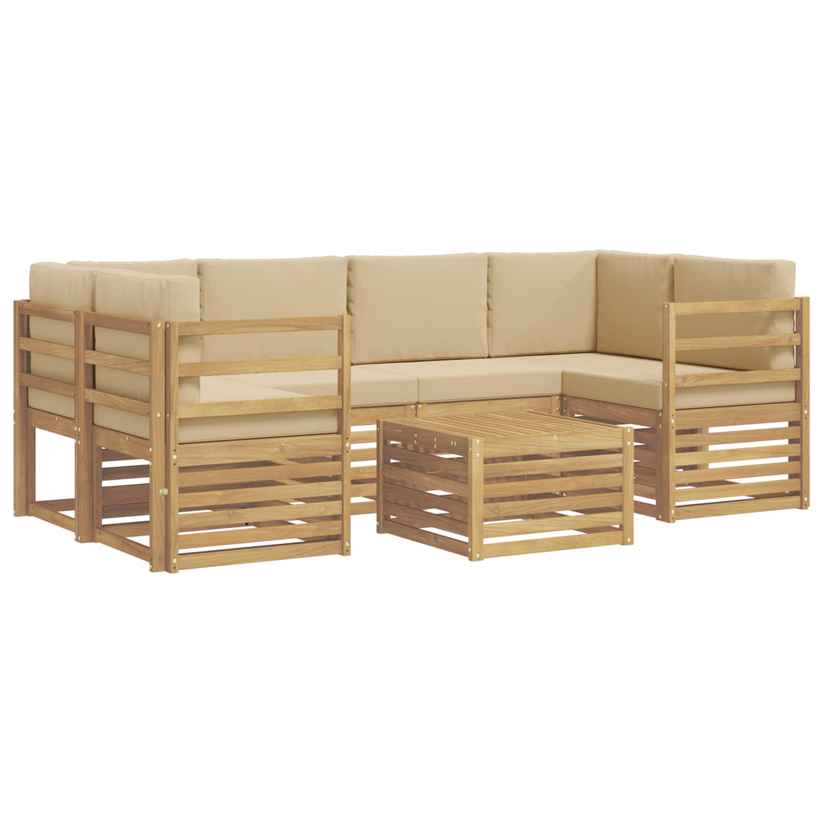 vidaXL Zestaw sof na zewnątrz 7 pcs Biały i Beżowy Poliester