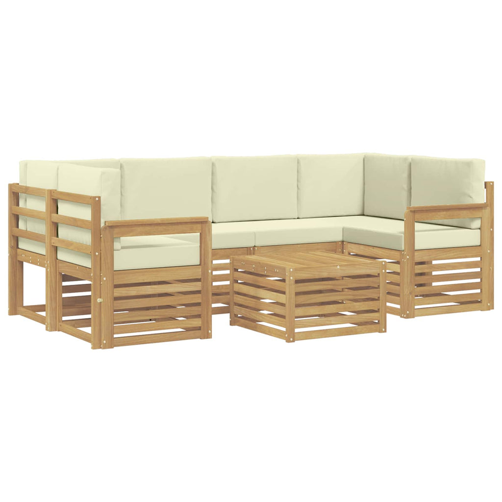 vidaXL Zestaw sof na zewnątrz 7 pcs Biały i kremowy Poliester