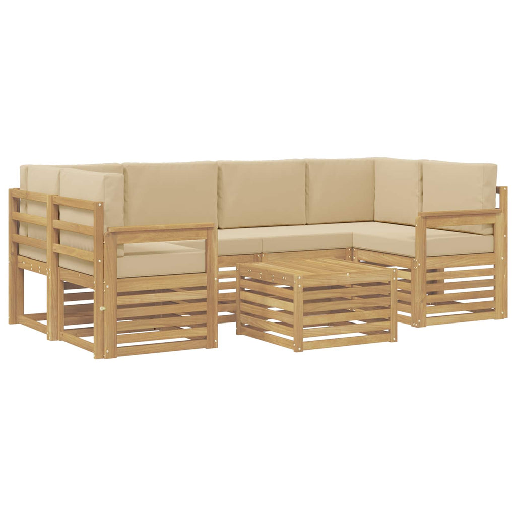 vidaXL Zestaw sof na zewnątrz 7 pcs Biały i Beżowy Poliester
