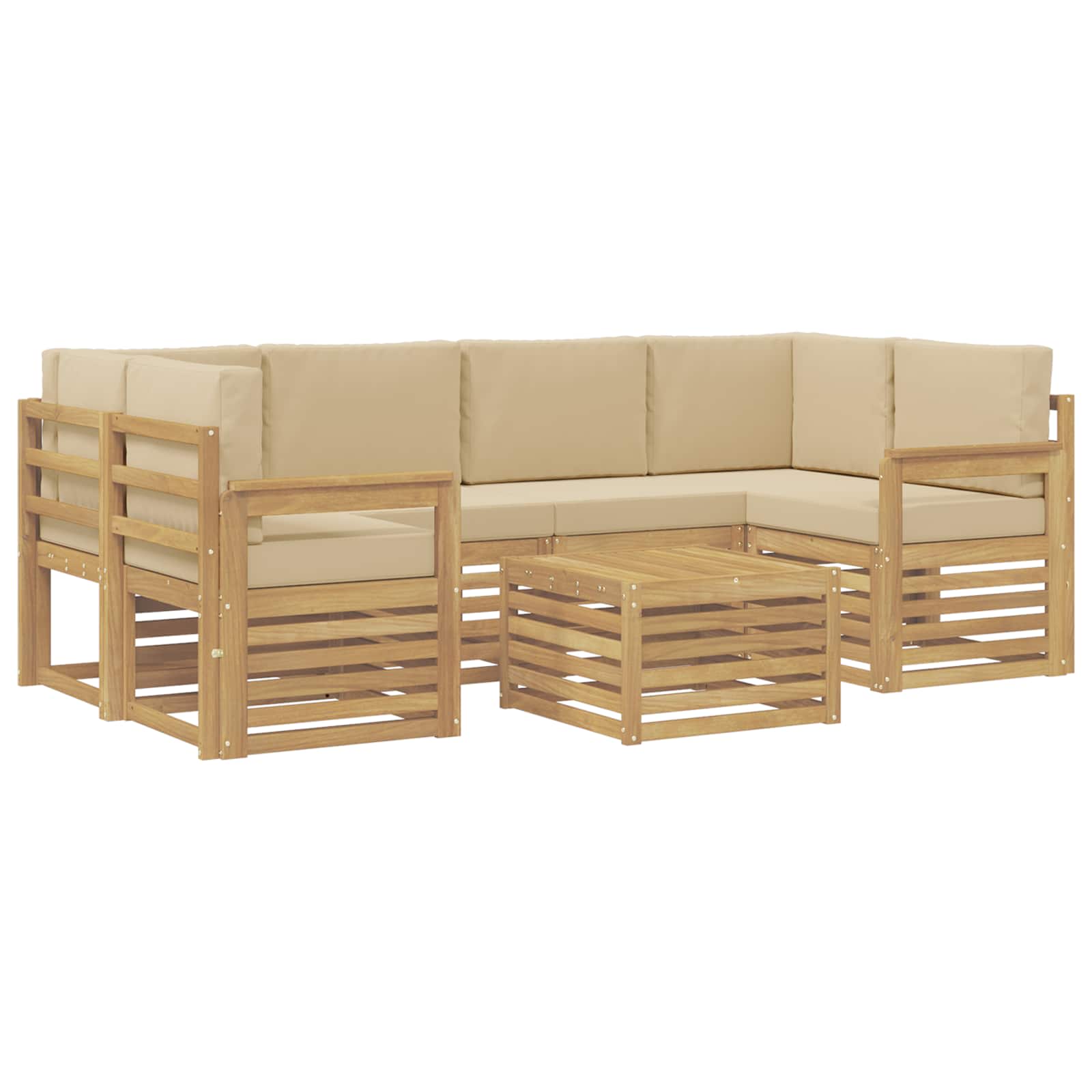 vidaXL Zestaw sof na zewnątrz 7 pcs Biały i Beżowy Poliester