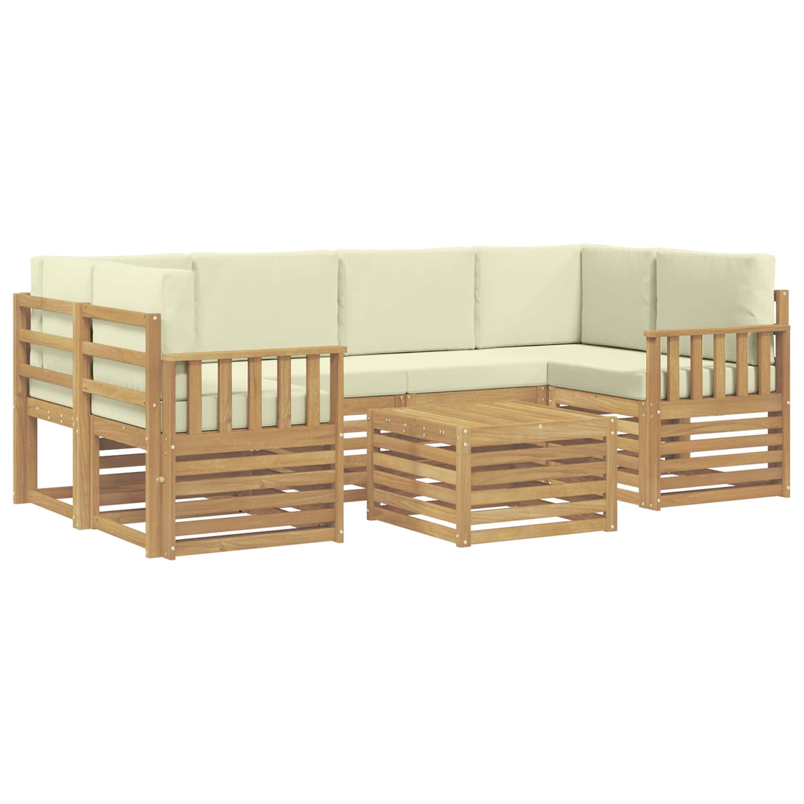 vidaXL Zestaw sof na zewnątrz 7 pcs Biały i kremowy Poliester