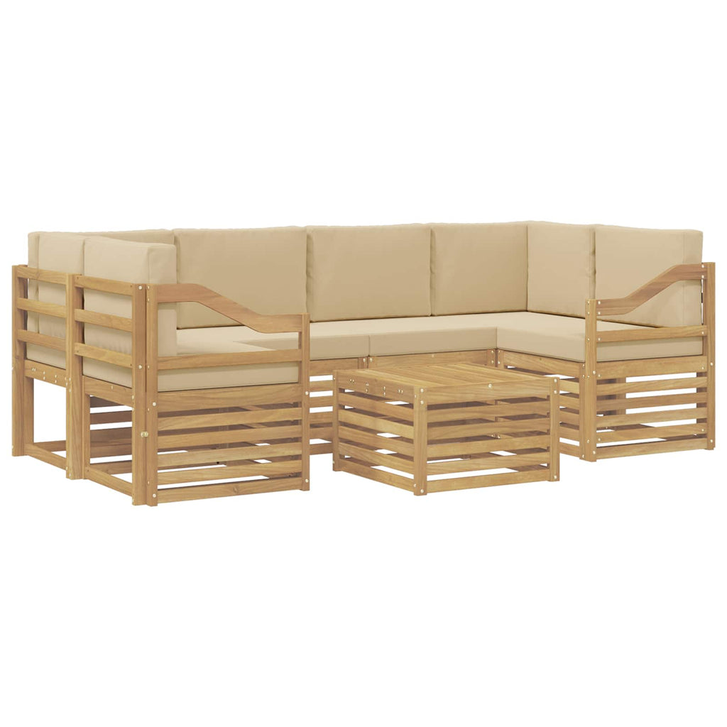vidaXL Zestaw sof na zewnątrz 7 pcs Biały i Beżowy Poliester
