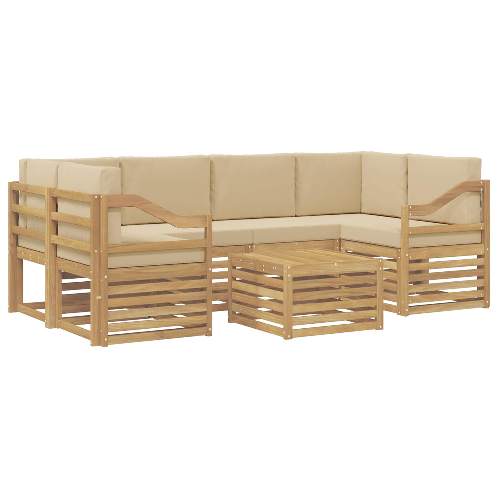vidaXL Zestaw sof na zewnątrz 7 pcs Biały i Beżowy Poliester