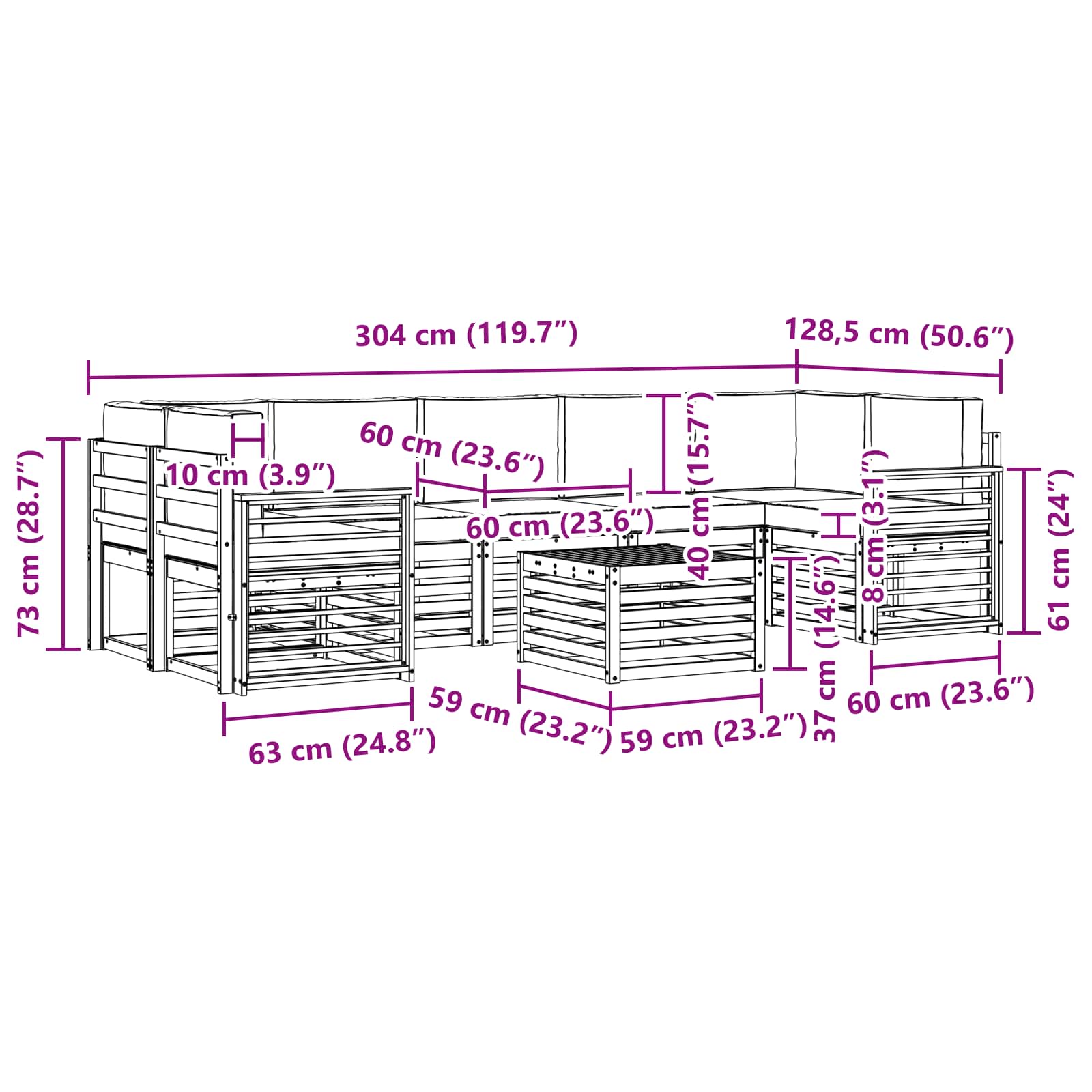 vidaXL Zestawy sof Lite Drewno Akacji