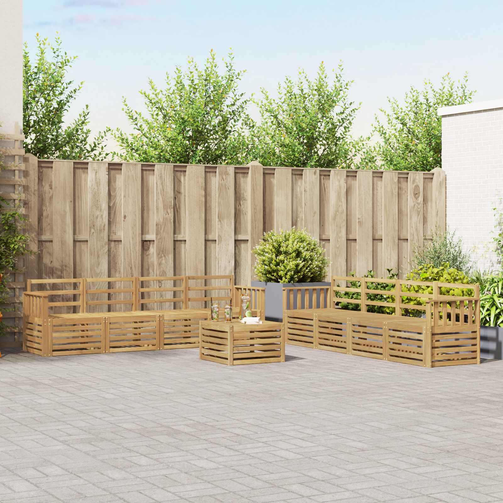 vidaXL Zestaw sof na zewnątrz 9 pcs Biały 59 x 59 x 37 cm