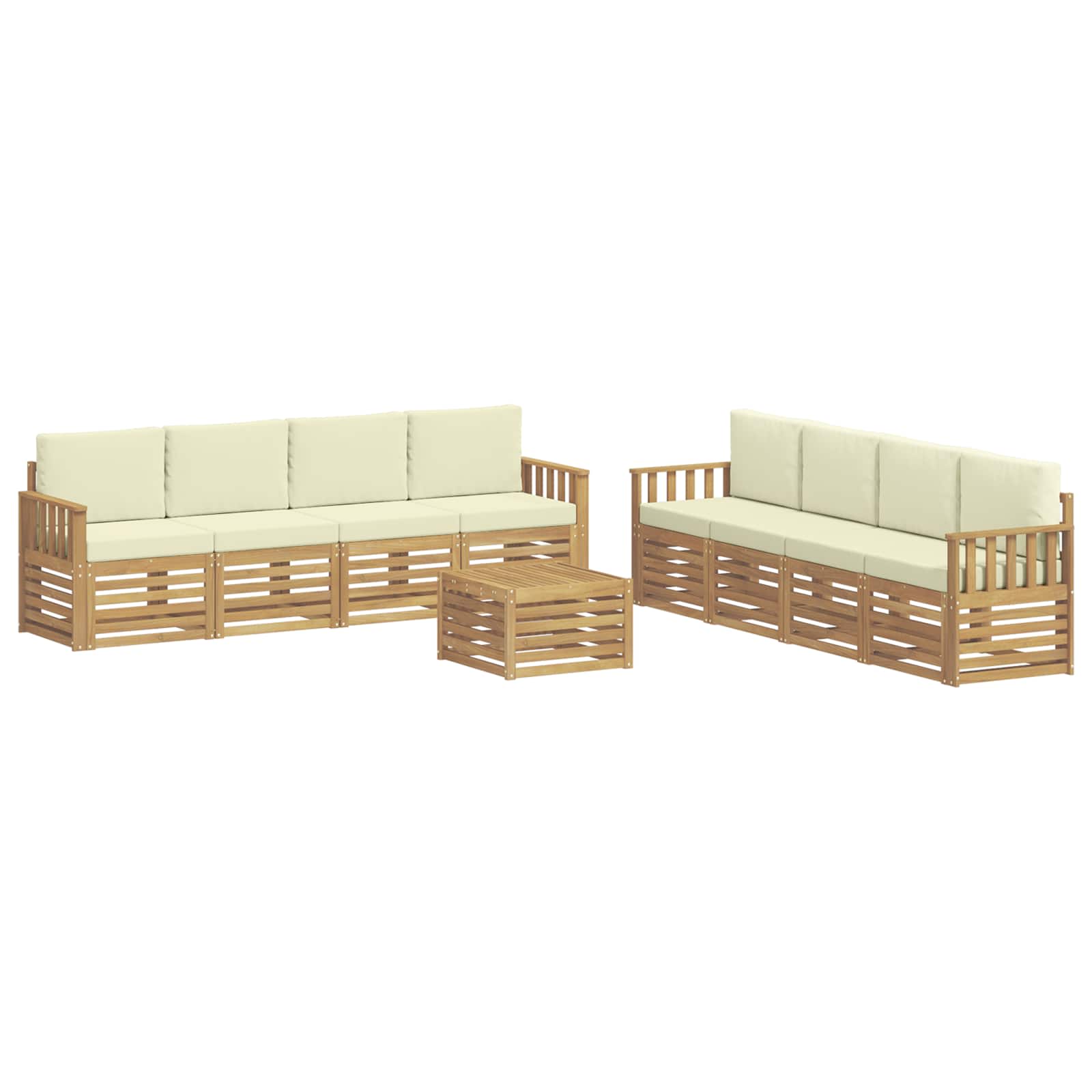 vidaXL Zestaw sof na zewnątrz 9 pcs Biały i kremowy 59 x 59 x 37 cm
