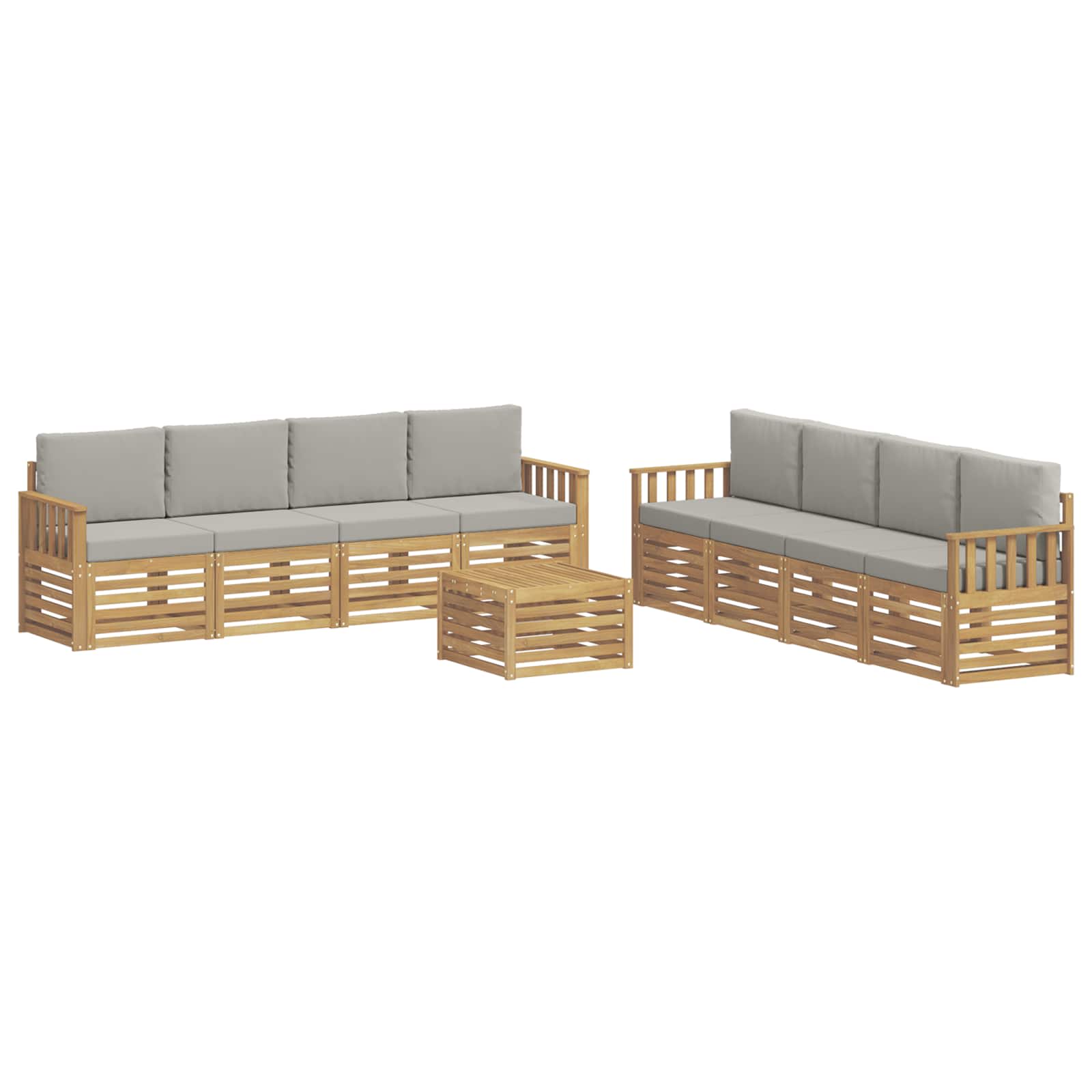 vidaXL Zestaw sof na zewnątrz 9 pcs Biały i jasnoszary 59 x 59 x 37 cm