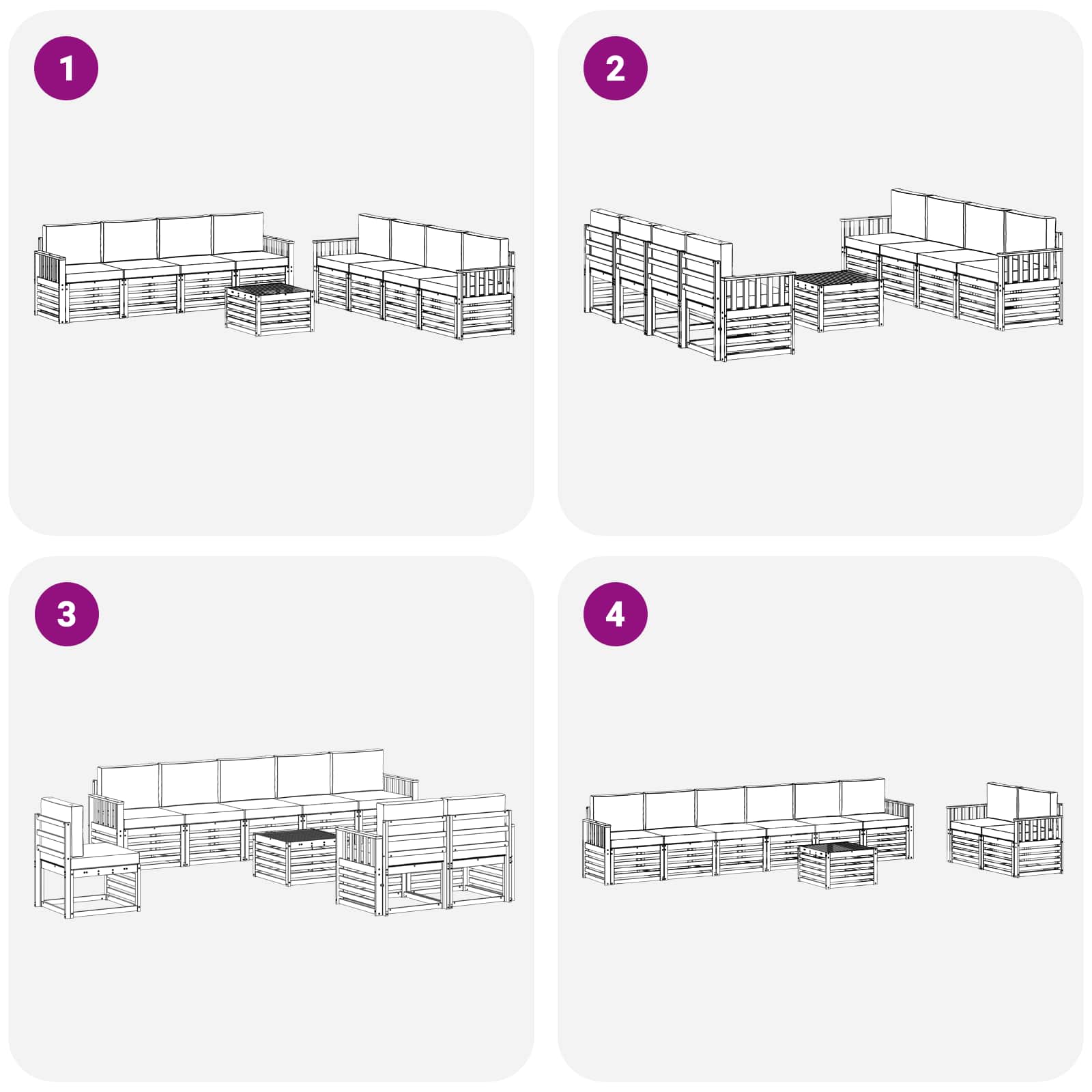vidaXL Zestaw sof na zewnątrz 9 pcs Biały i antracyt 59 x 59 x 37 cm