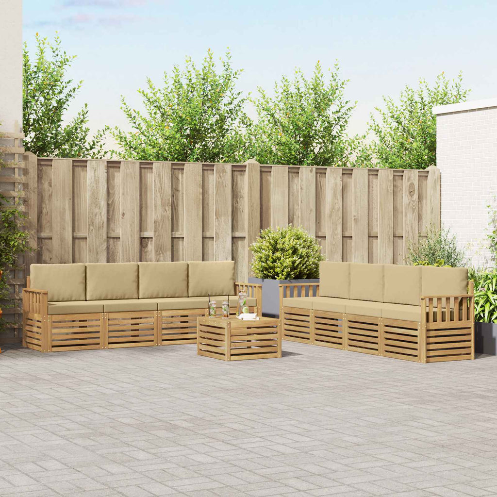vidaXL Zestaw sof na zewnątrz 9 pcs Biały i Beżowy 59 x 59 x 37 cm