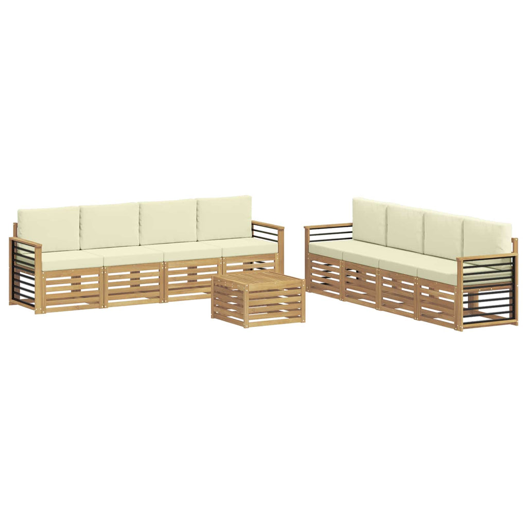 vidaXL Zestawy sof z poduszką 9 pcs Biały i kremowy Poliester