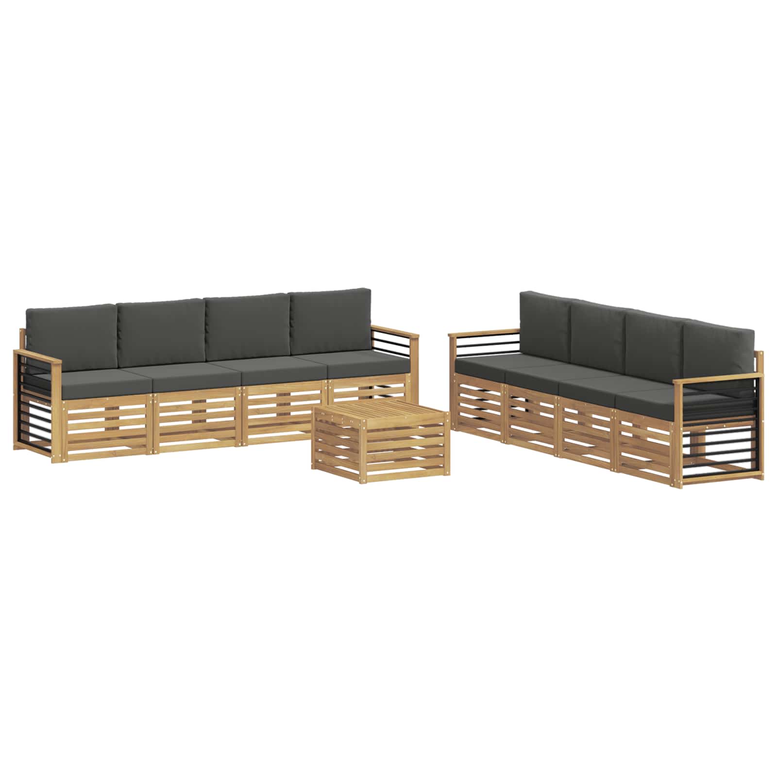 vidaXL Zestawy sof z poduszką 9 pcs Biały i antracyt Poliester