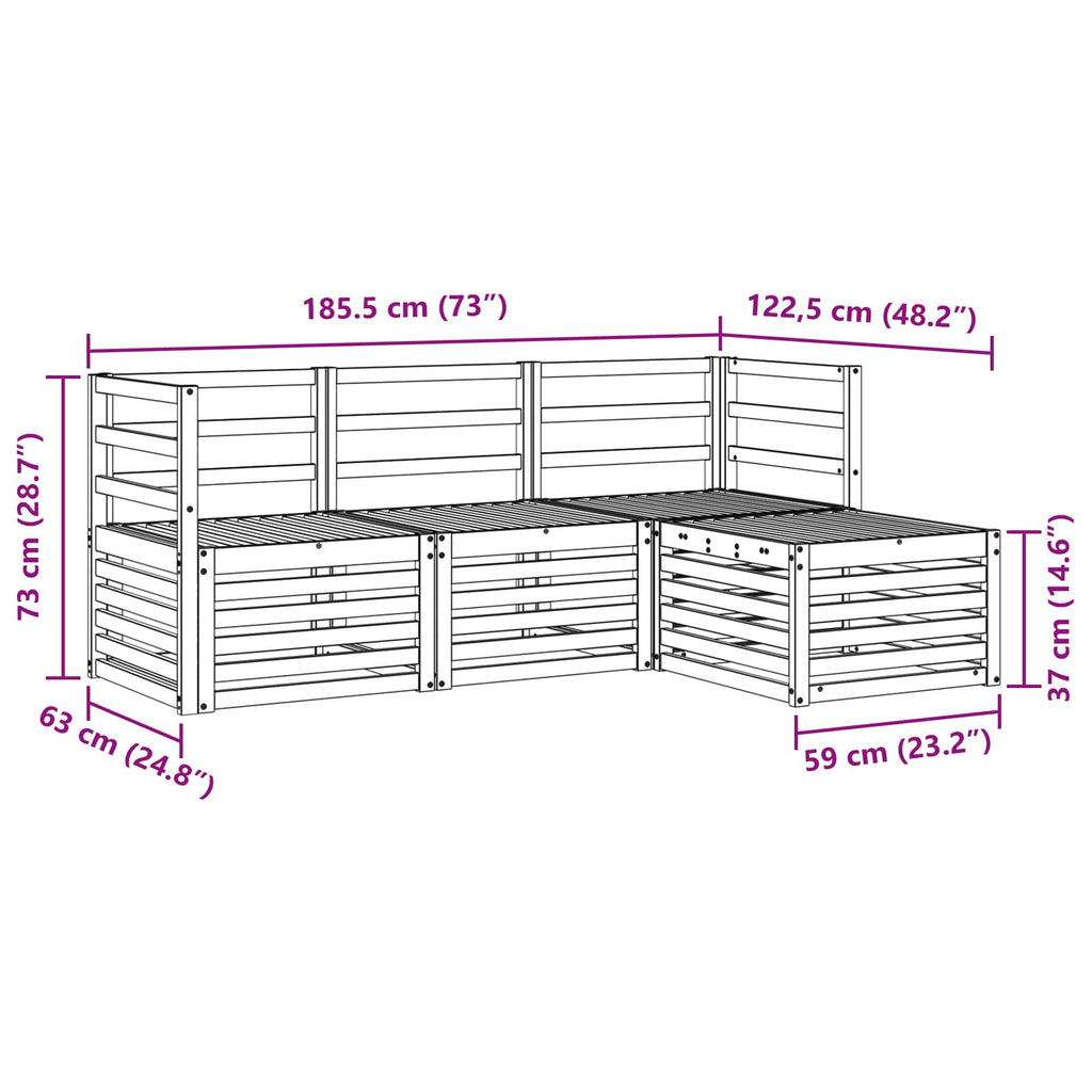 vidaXL Zestaw sof na zewnątrz 4 pcs Biały Lite Drewno Akacji