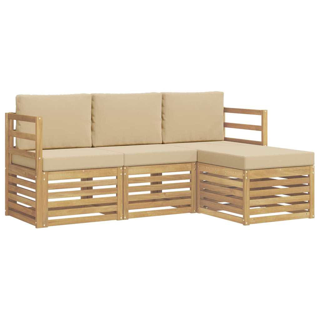 vidaXL Zestaw sof na zewnątrz 4 pcs Biały i Beżowy Poliester
