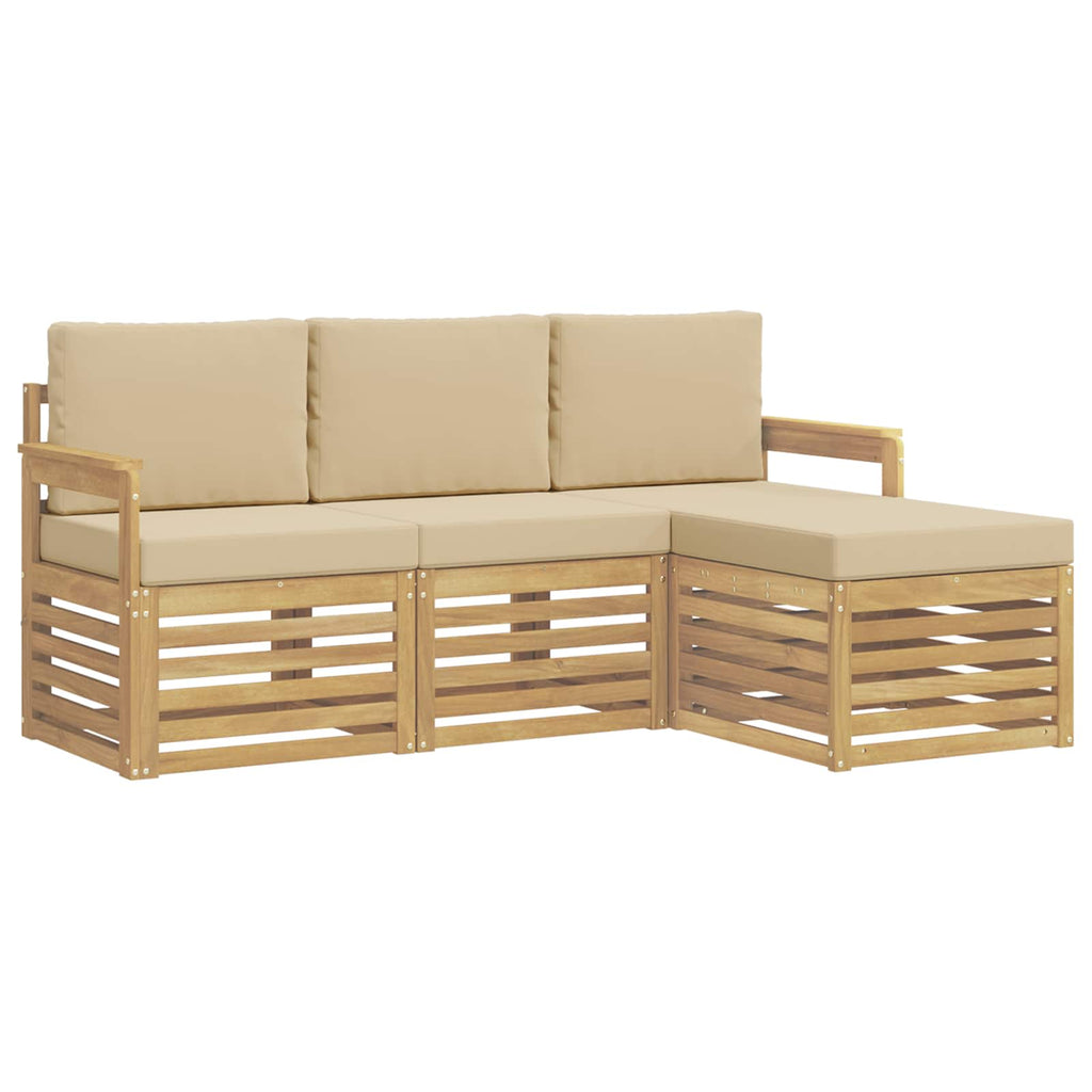vidaXL Zestaw sof na zewnątrz 4 pcs Biały i Beżowy