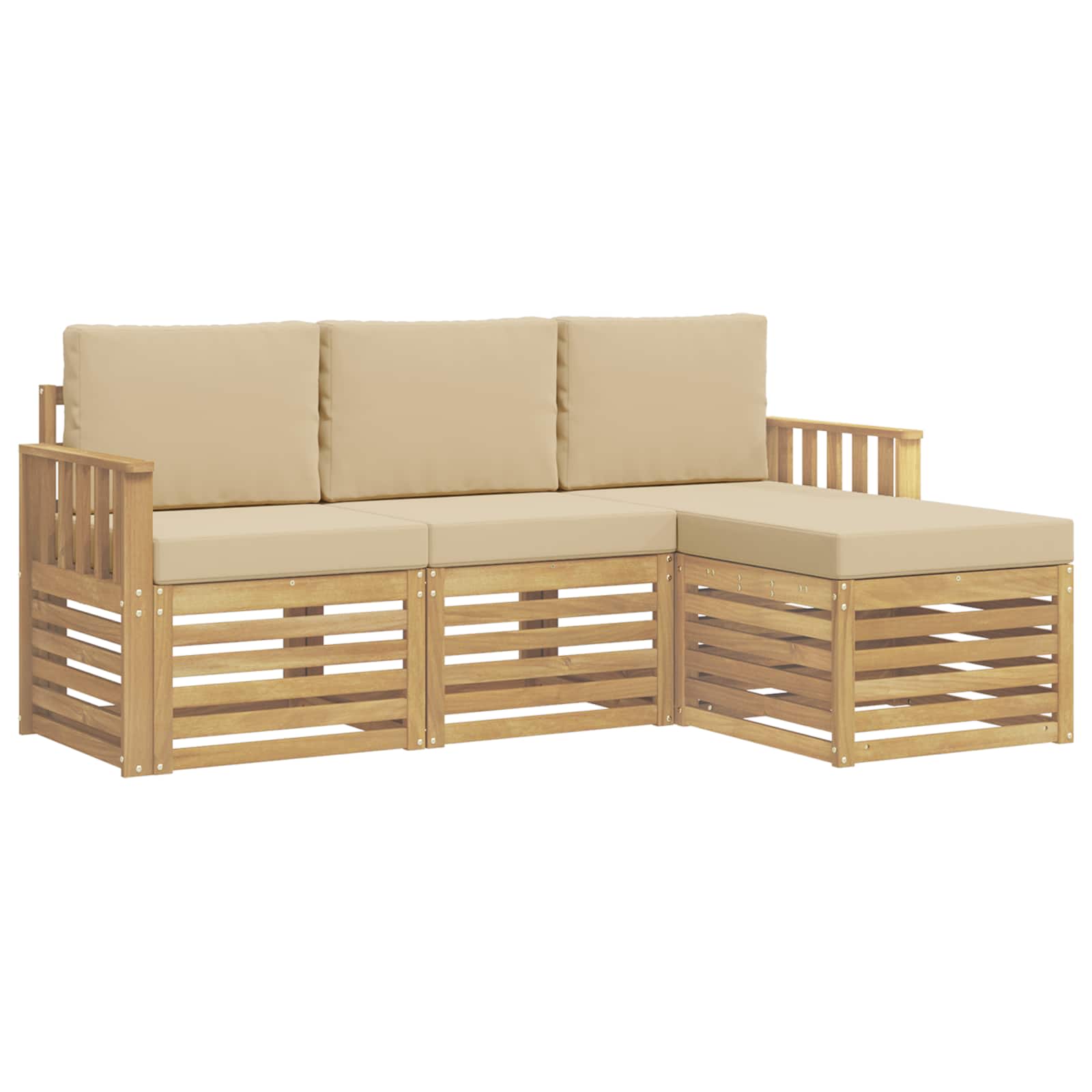 vidaXL Zestaw sof na zewnątrz 4 pcs Biały i Beżowy