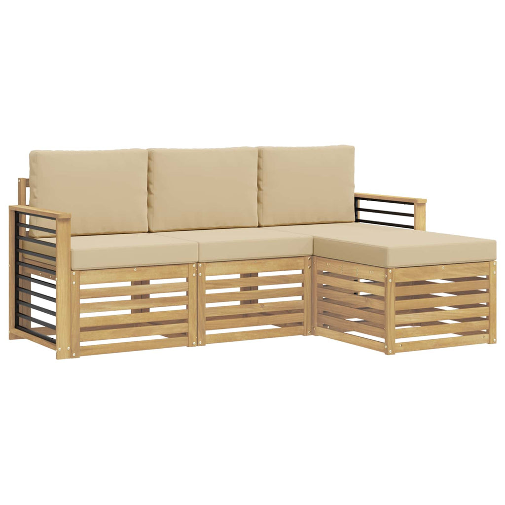 vidaXL Zestaw sof na zewnątrz 4 pcs Biały i Beżowy Poliester