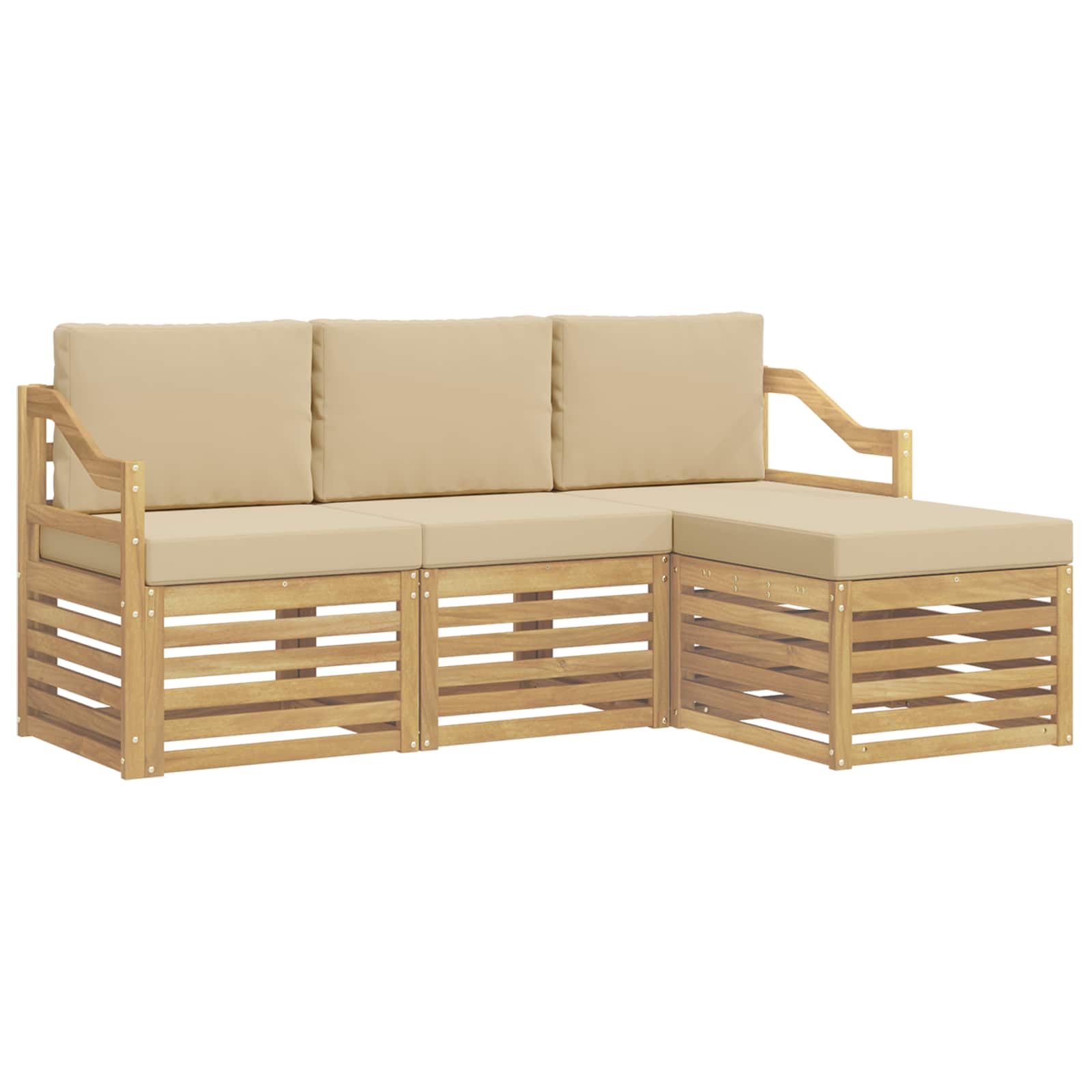 vidaXL Zestaw sof na zewnątrz 4 pcs Biały i Beżowy Poliester