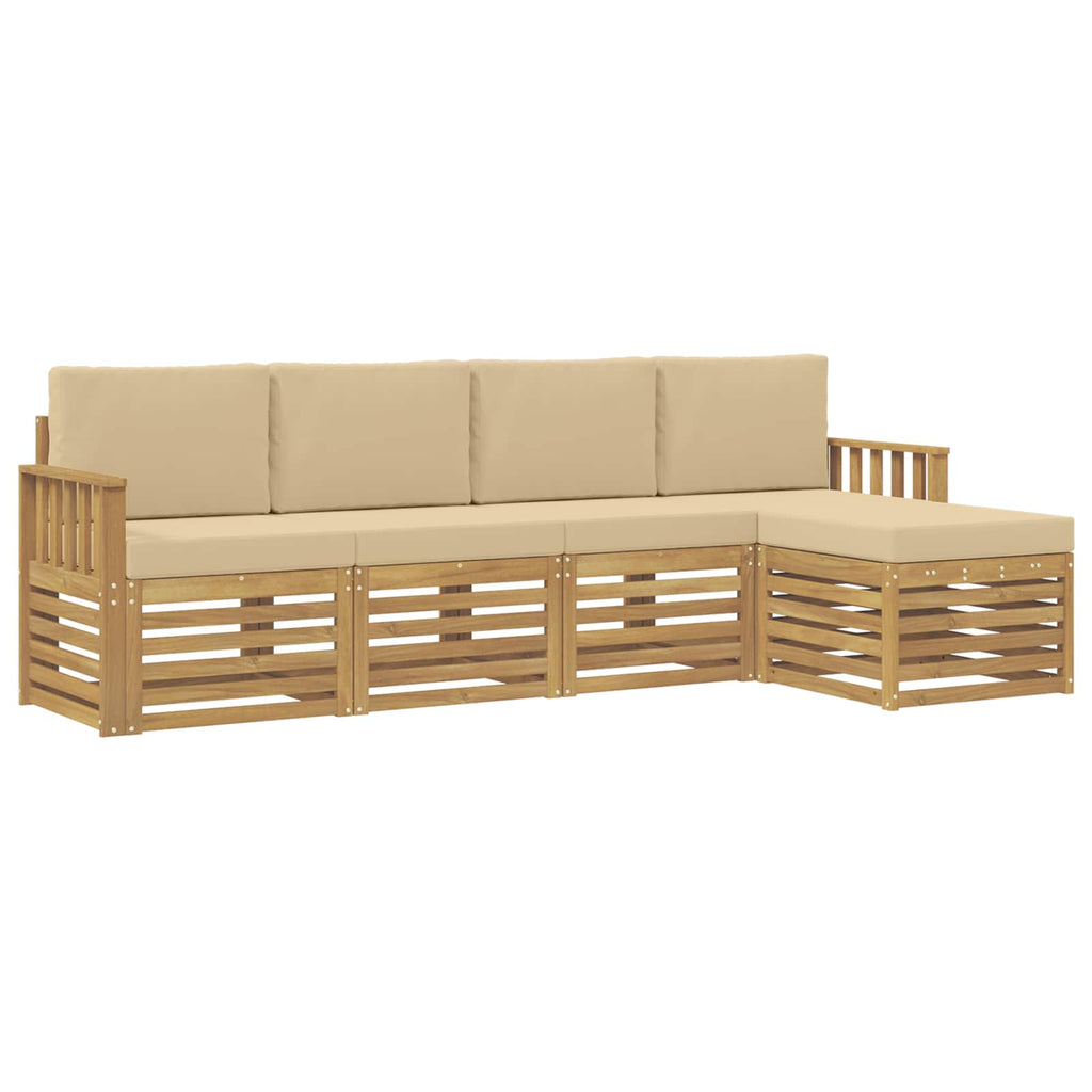 vidaXL Zestaw sof na zewnątrz 5 pcs Biały i Beżowy 249 x 122,5 x 73 cm