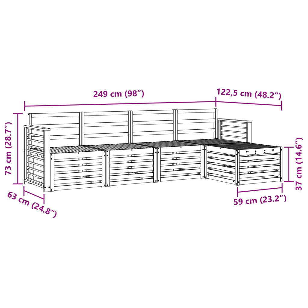 vidaXL Zestaw sof na zewnątrz 5 pcs Biały Lite Drewno Akacji
