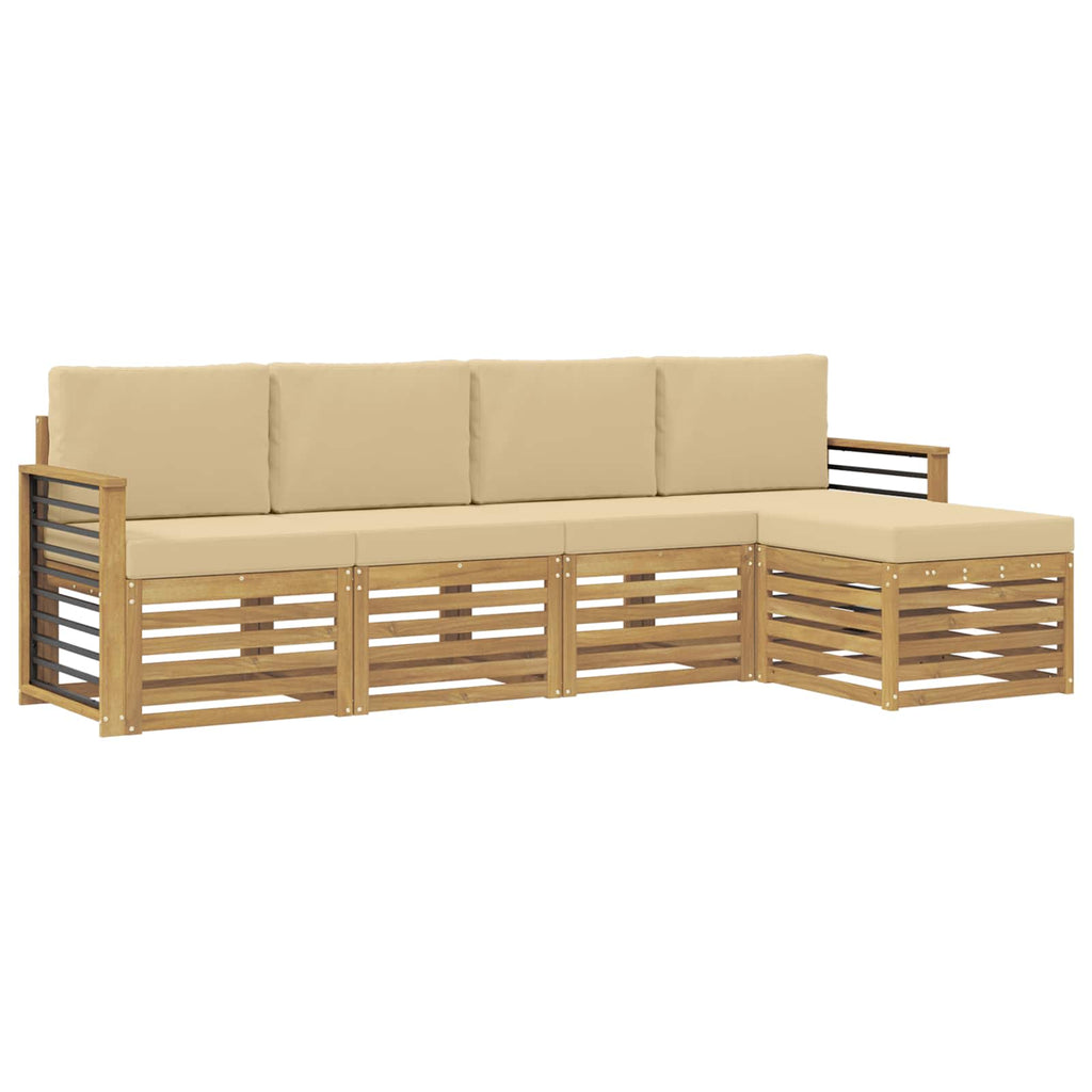 vidaXL Zestaw sof na zewnątrz 5 pcs Biały i Beżowy Poliester