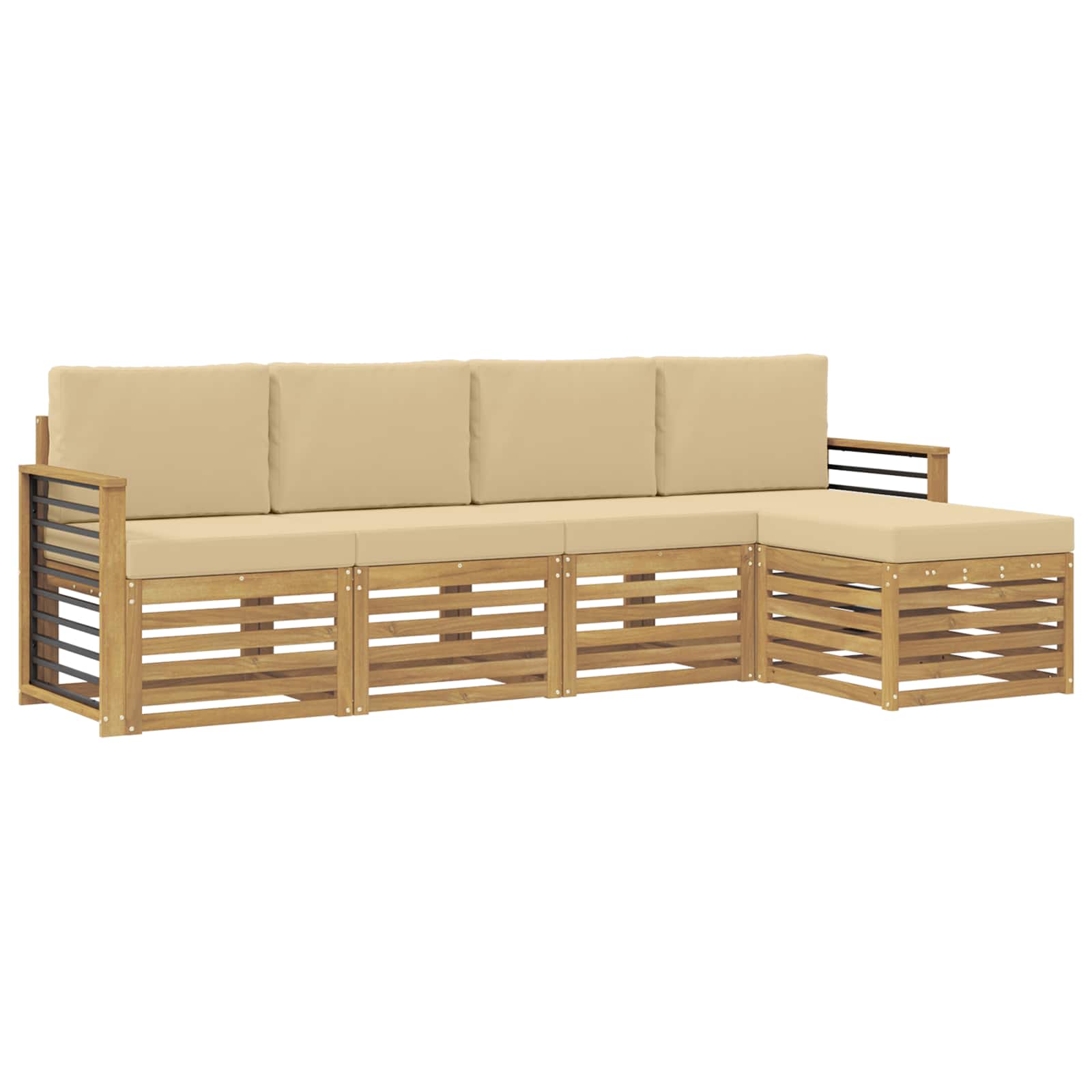 vidaXL Zestaw sof na zewnątrz 5 pcs Biały i Beżowy Poliester