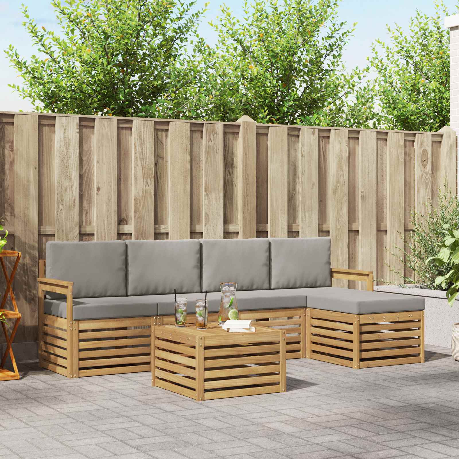 vidaXL Zestaw sof na zewnątrz 6 pcs Biały i jasnoszary 59 x 59 x 37 cm