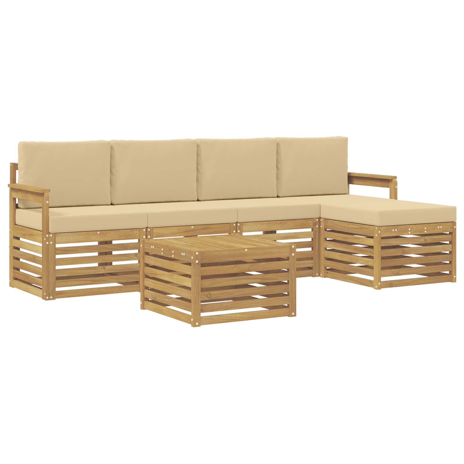 vidaXL Zestaw sof na zewnątrz 6 pcs Biały i Beżowy 59 x 59 x 37 cm