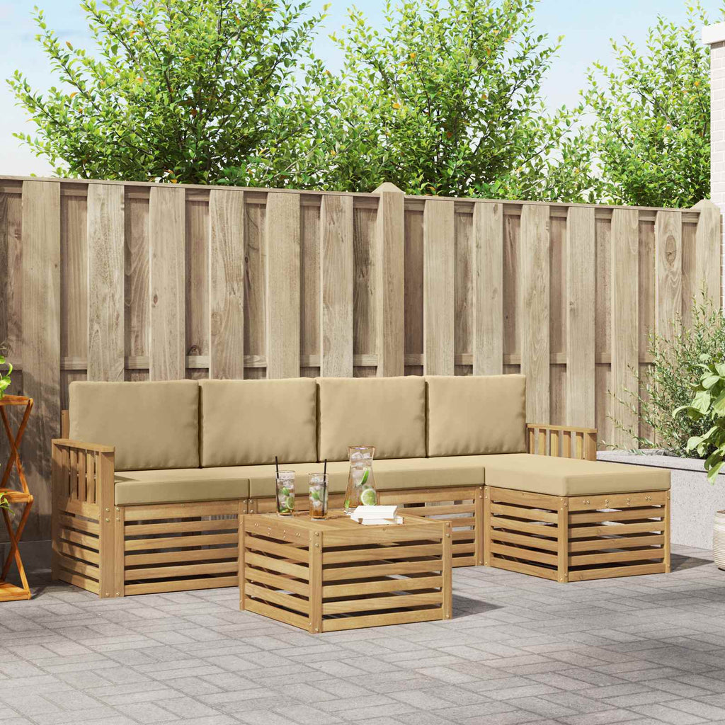 vidaXL Zestaw sof na zewnątrz 6 pcs Biały i Beżowy 59 x 59 x 37 cm