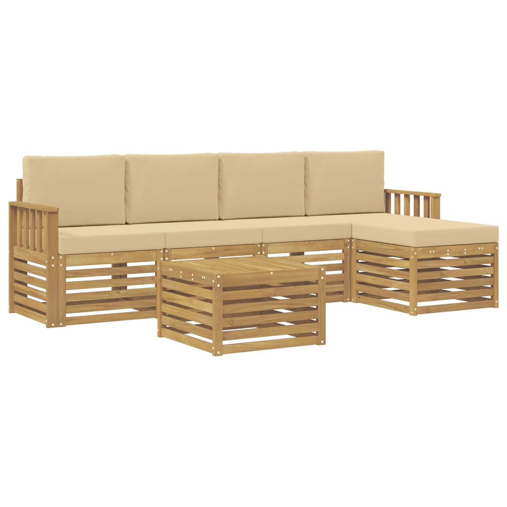 vidaXL Zestaw sof na zewnątrz 6 pcs Biały i Beżowy 59 x 59 x 37 cm