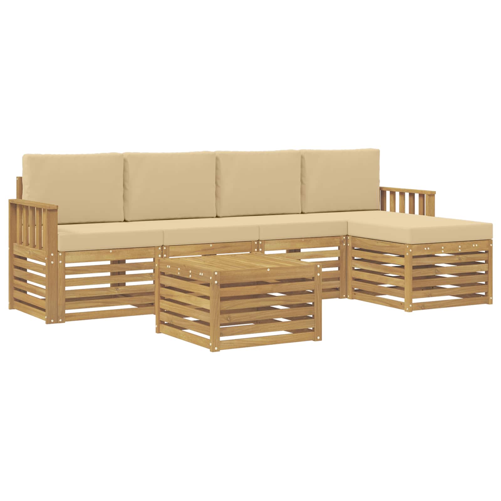 vidaXL Zestaw sof na zewnątrz 6 pcs Biały i Beżowy 59 x 59 x 37 cm