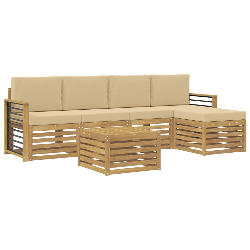 vidaXL Zestaw sof na zewnątrz 6 pcs Biały i Beżowy Poliester