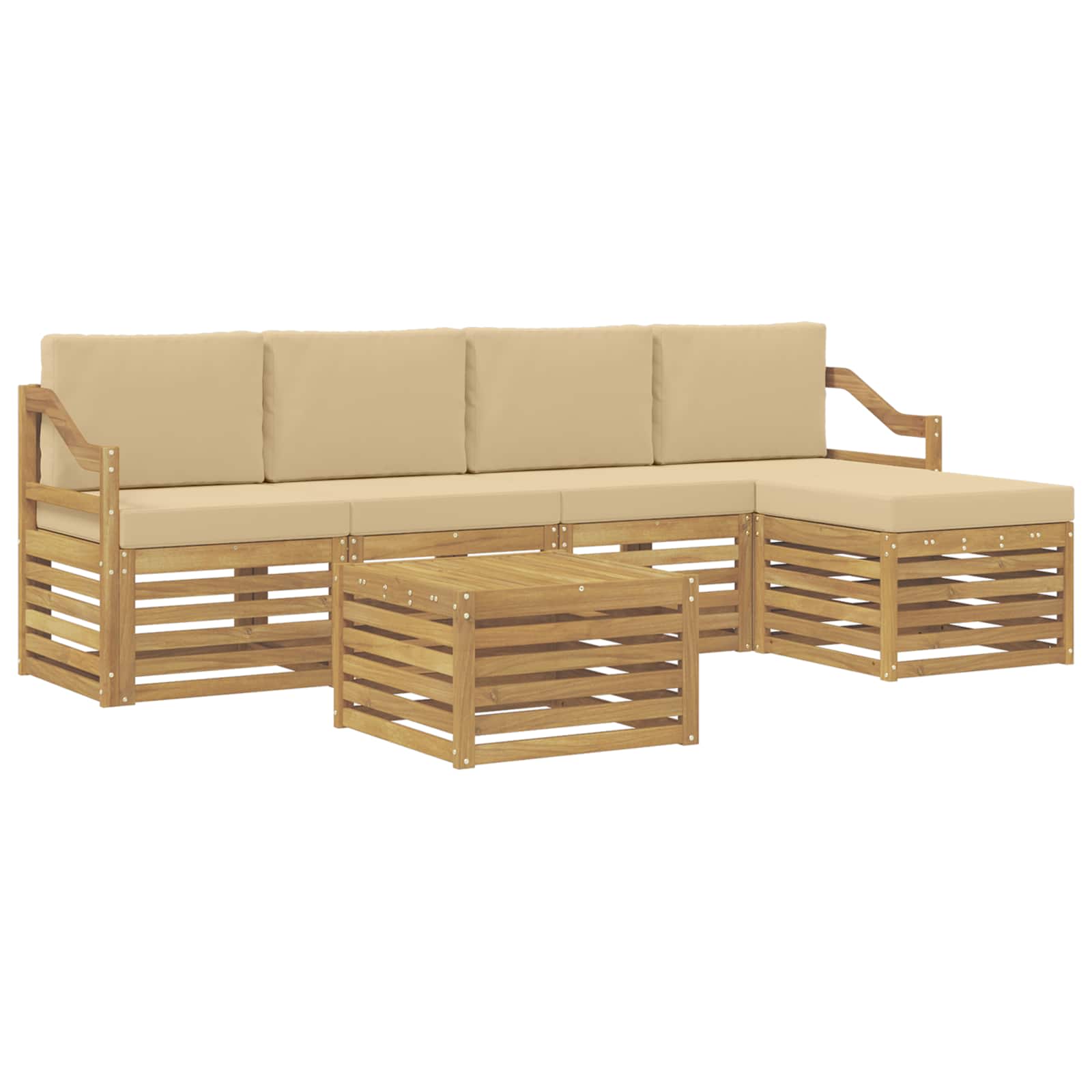 vidaXL Zestaw sof na zewnątrz 6 pcs Biały i Beżowy Poliester