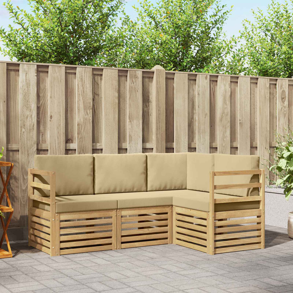 vidaXL Zestawy sof 4 pcs Biały i Beżowy 185,5 x 126,5 x 73 cm