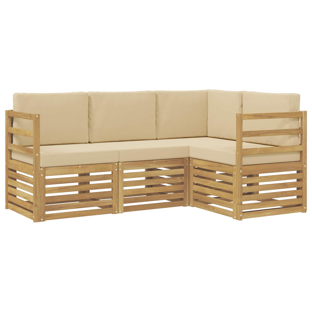 vidaXL Zestawy sof 4 pcs Biały i Beżowy 185,5 x 126,5 x 73 cm