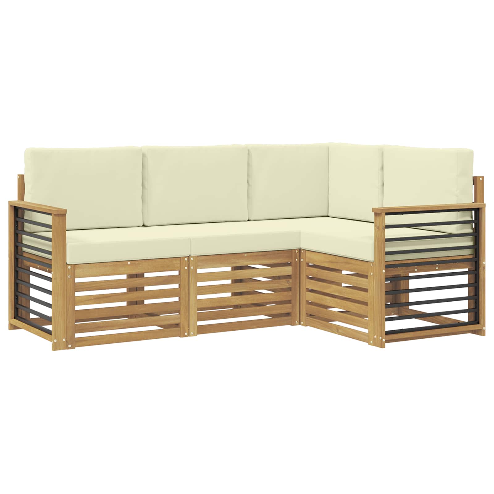vidaXL Zestawy sof z poduszką 4 pcs Biały i kremowy Poliester