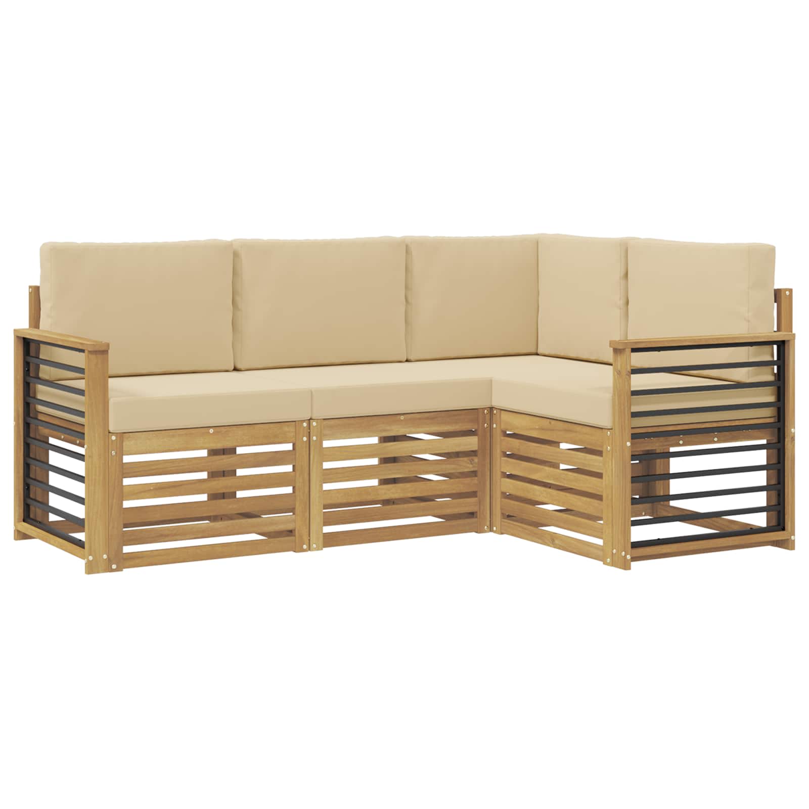 vidaXL Zestawy sof 4 pcs Biały i Beżowy 187,5 x 128,5 x 73 cm