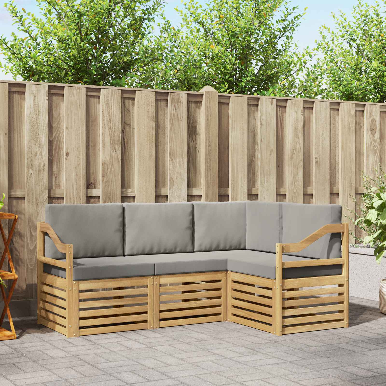 vidaXL Zestawy sof 4 pcs Biały i jasnoszary 185,5 x 126,5 x 73 cm