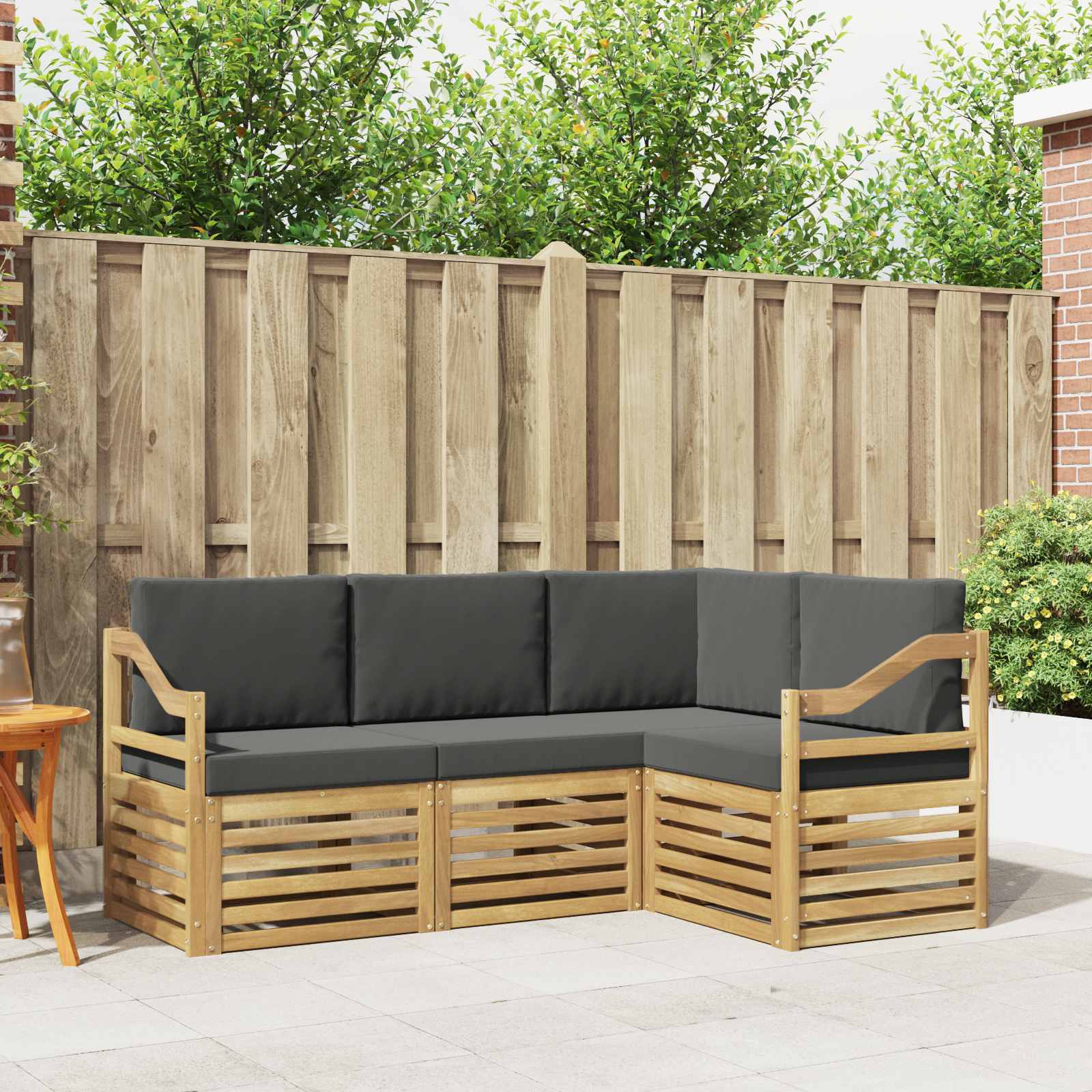 vidaXL Zestawy sof 4 pcs Biały i antracyt 185,5 x 126,5 x 73 cm