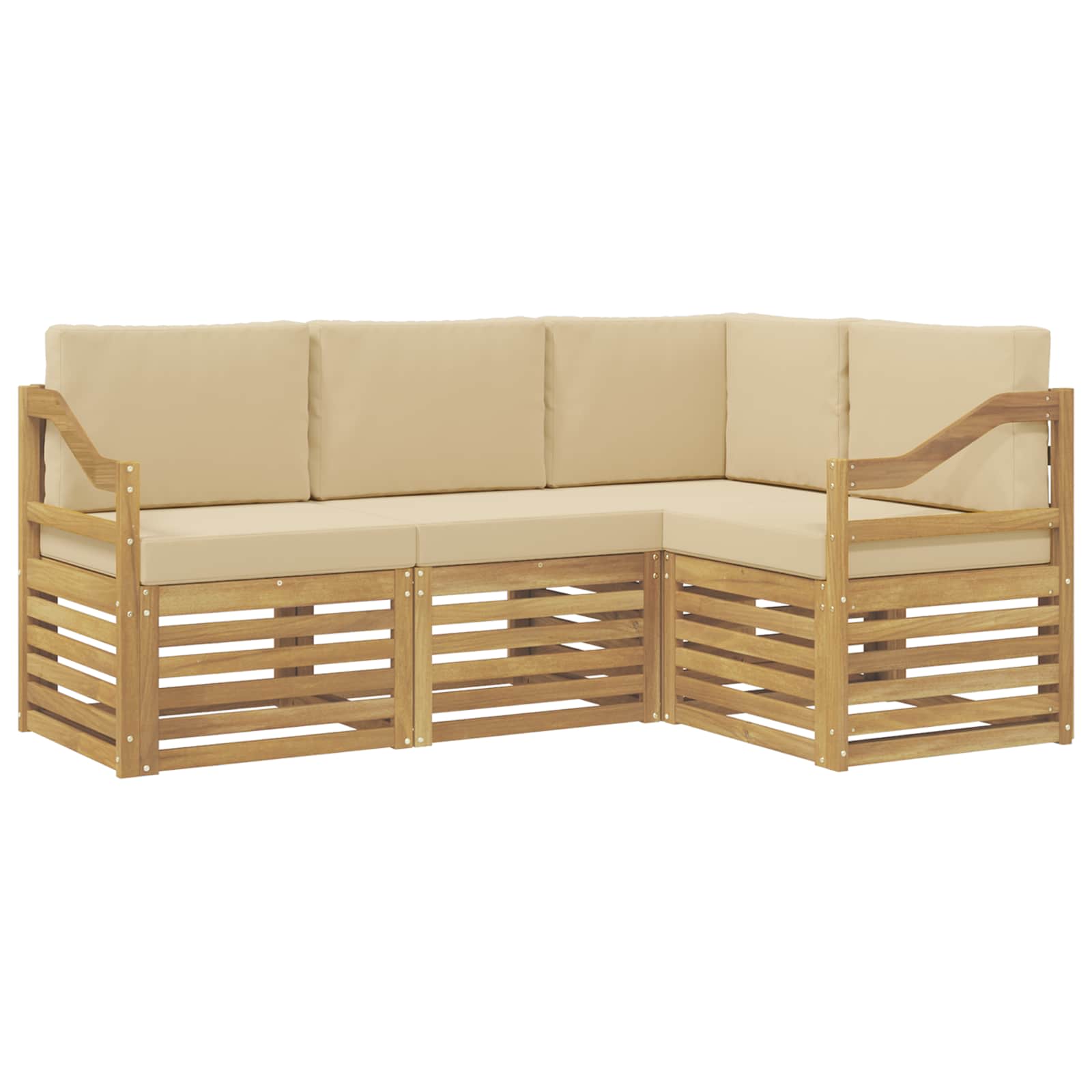 vidaXL Zestawy sof 4 pcs Biały i Beżowy 185,5 x 126,5 x 73 cm
