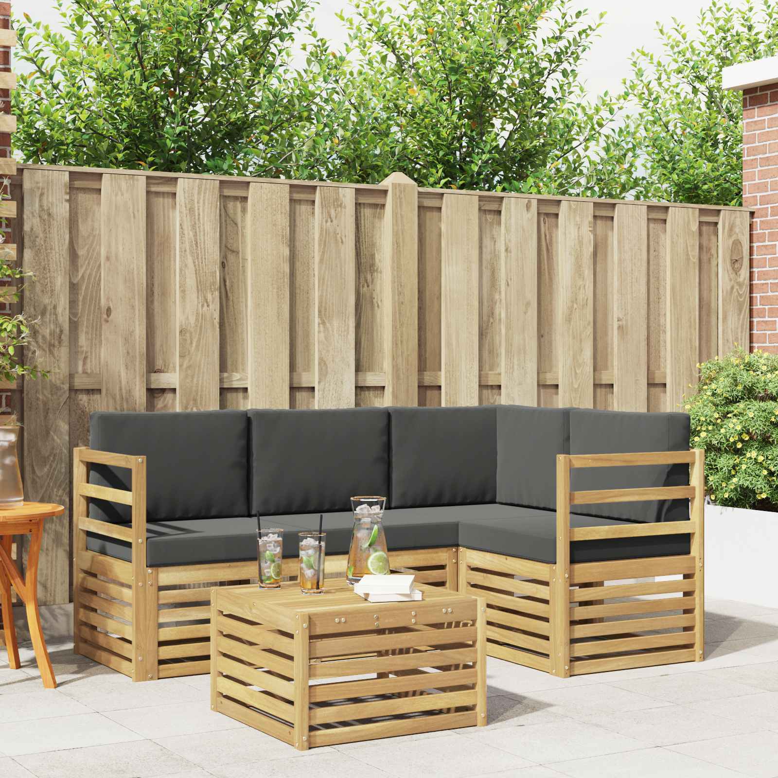 vidaXL Zestaw sof na zewnątrz 5 pcs Biały i antracyt 59 x 59 x 37 cm